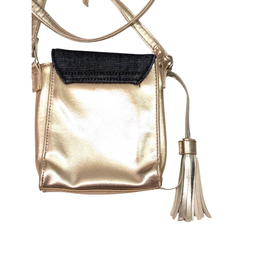 Joseph Ribkoff Crossbody Bag Gold Denim Color Block Signature Mini Purse‎ - Picture 10 of 16